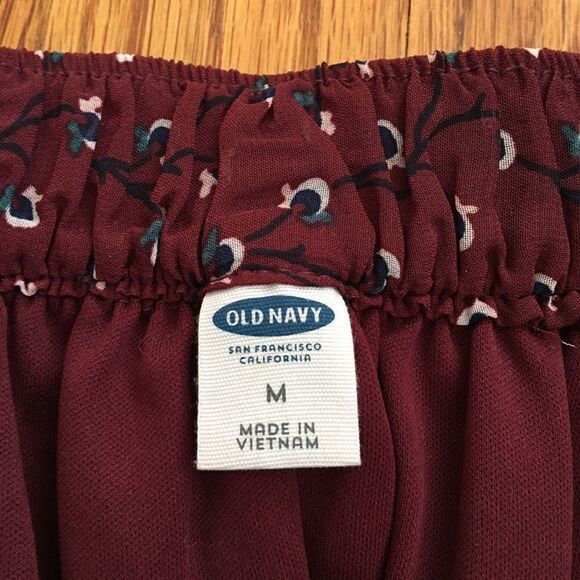 Old Navy Maroon Pleated Floral Skirt Y2K | Size Medium - Picture 5 of 7